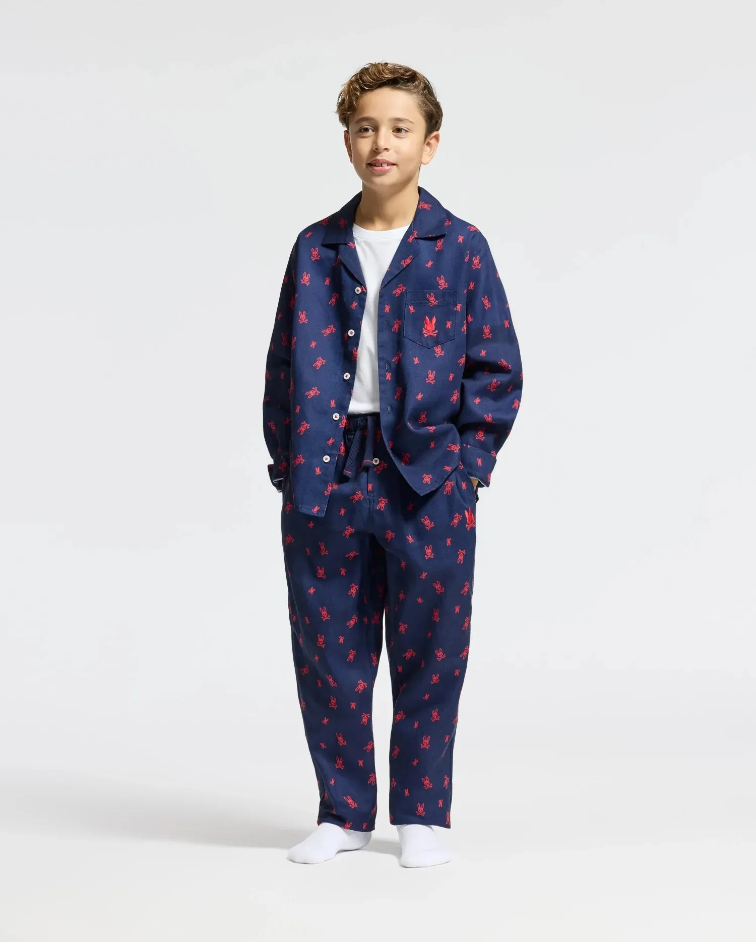 KIDS ALL OVER PRINT FLANNEL PAJAMA SET - B0X356E200