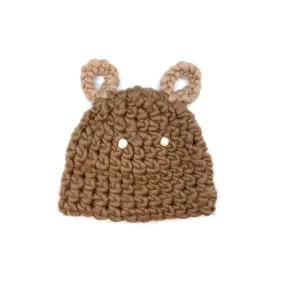 Kids Bear Beanie in Mocha Brown