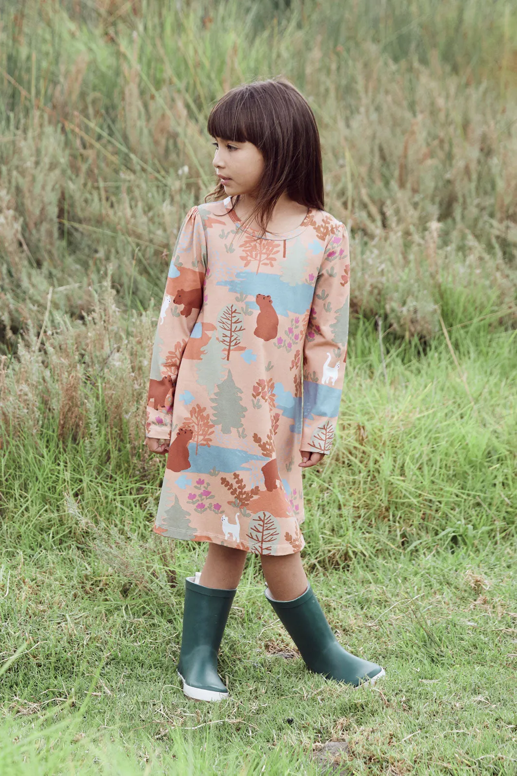 Woodland Bear Children's Jersey Dress