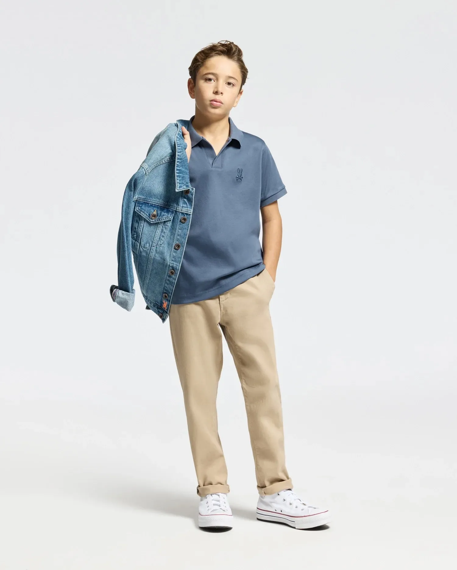 KIDS BROADWAY PIMA INTERLOCK JOHNNY COLLAR POLO - B0K891D200