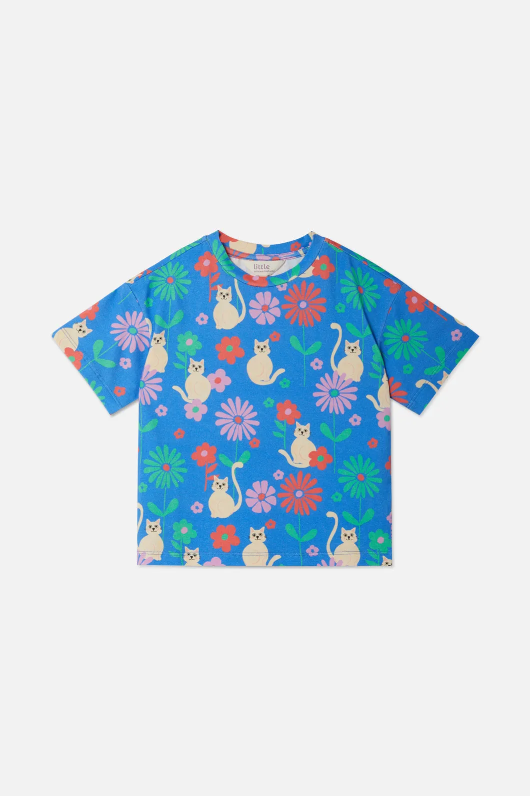 Kids Short Sleeve Tee with Cat Garden Print