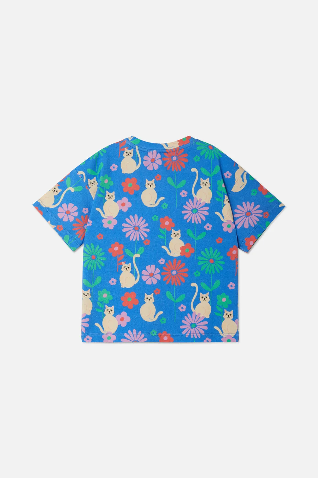 Kids Short Sleeve Tee with Cat Garden Print