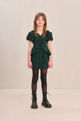 KIDS CHARLIQUE DRESS - FOREST GREEN