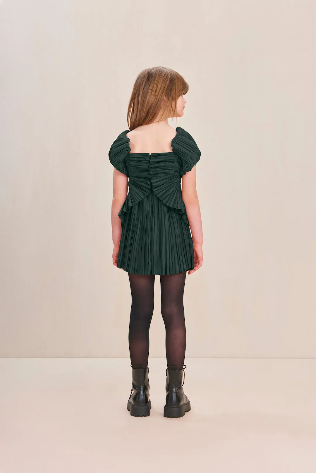 KIDS CHARLIQUE DRESS - FOREST GREEN