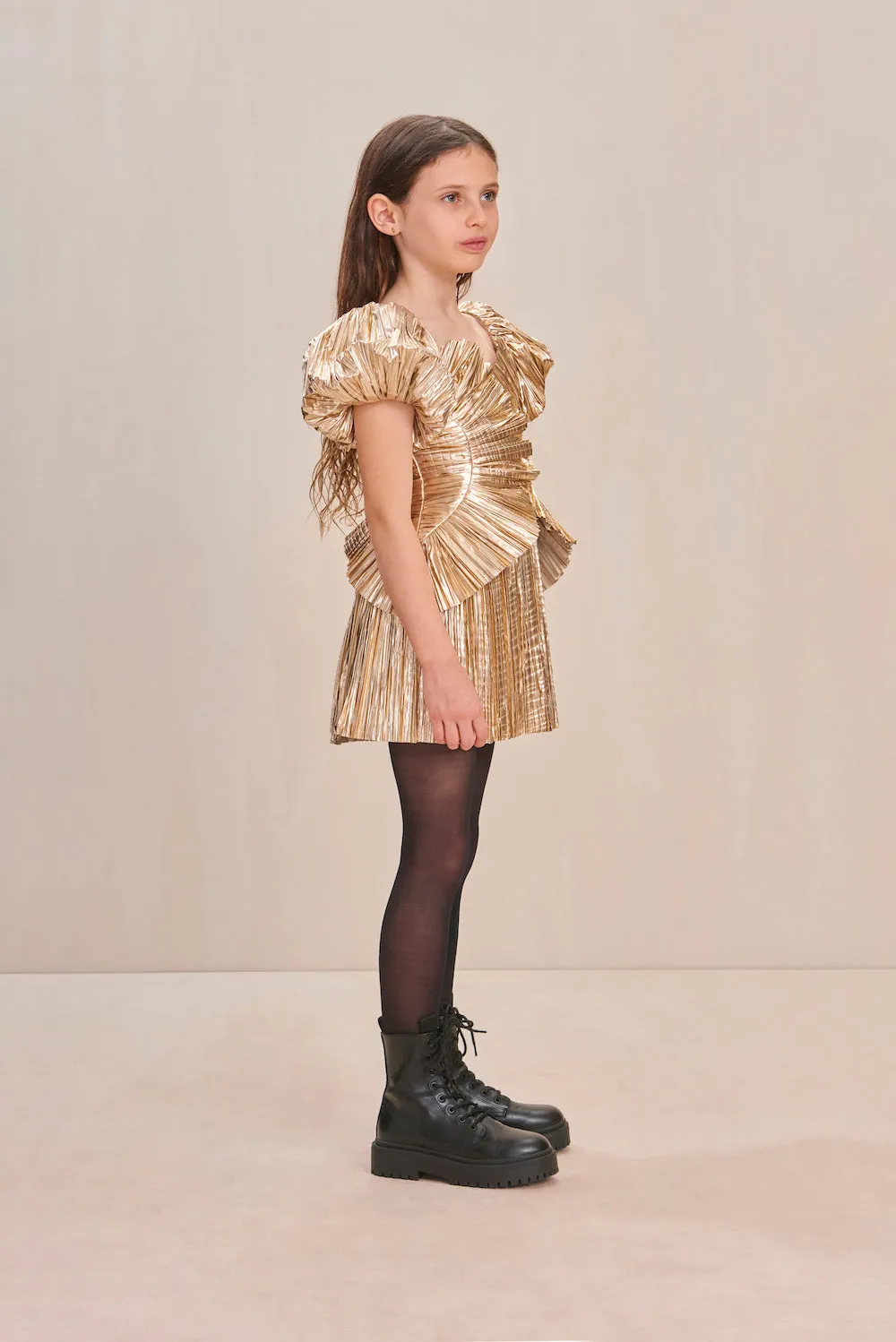 KIDS CHARLIQUE DRESS - GOLD