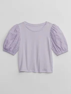 Kids Eyelet Puff Sleeve Top