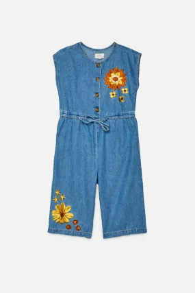 Kids Floral Embroidered Jumpsuit