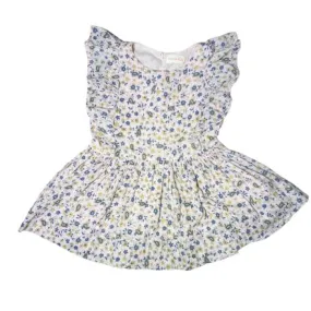 Simple Kids Flutter Sleeve Floral Dress