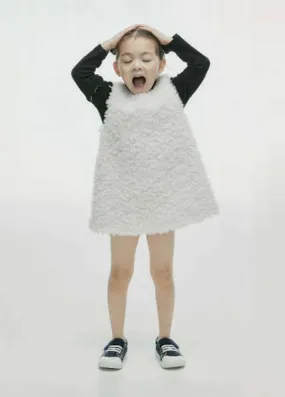 White Kids Half-Made Wool Dress for Children