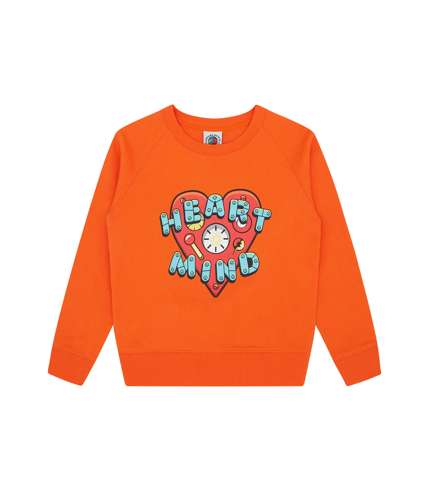 Orange Kids Crewneck with Heart & Mind Logo