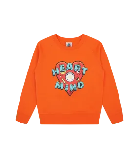 Orange Kids Crewneck with Heart & Mind Logo