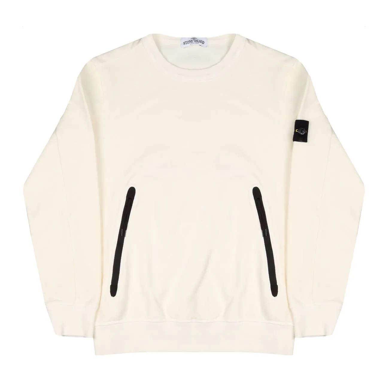 Ivory Zip Pocket Crewneck Kids Sweatshirt