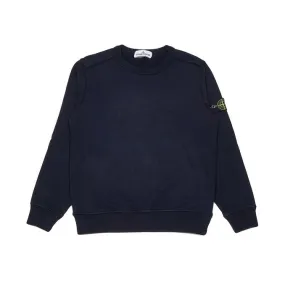 Kids Navy Crewneck Sweater with Logo Patch