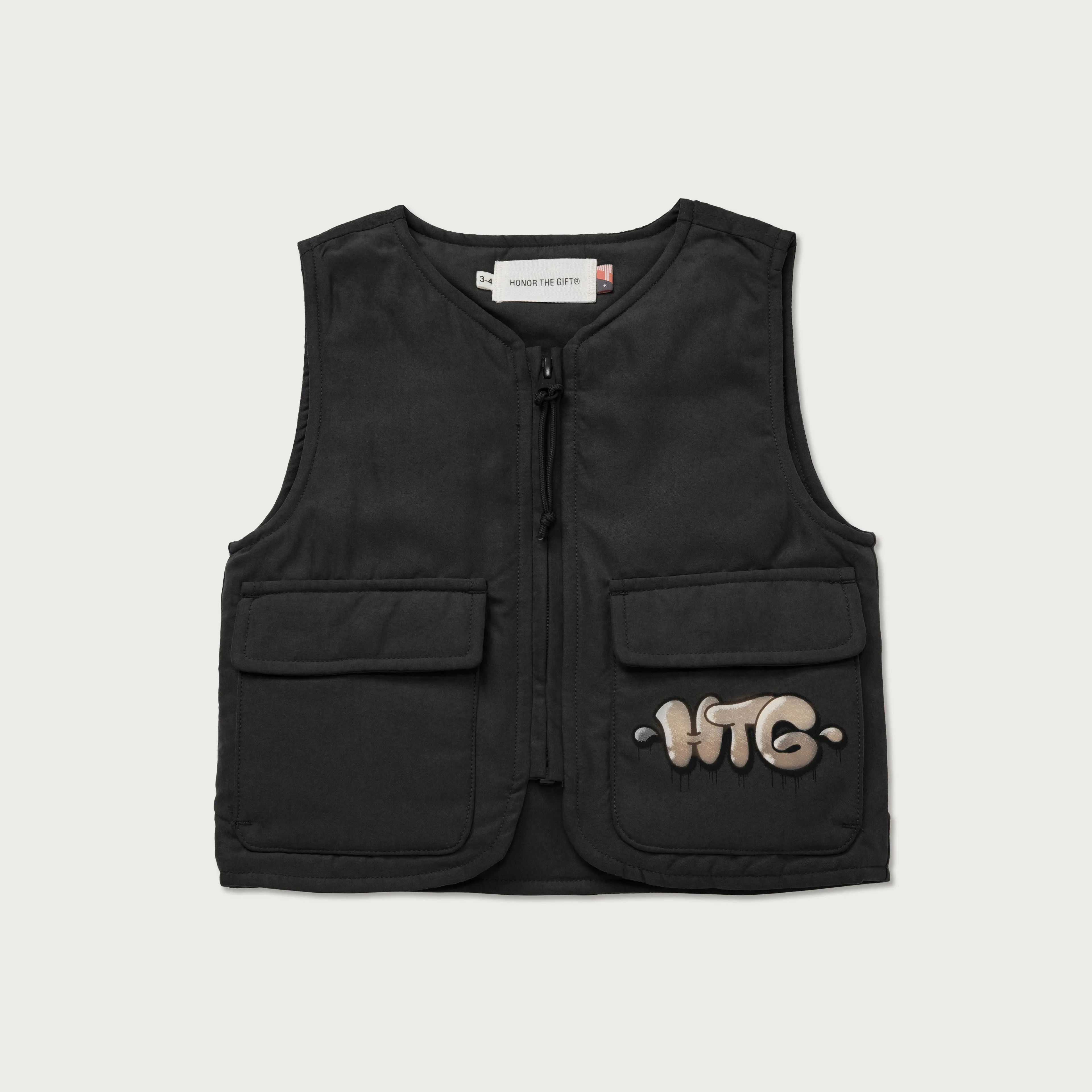 Kids Nylon Bubble Vest - Black