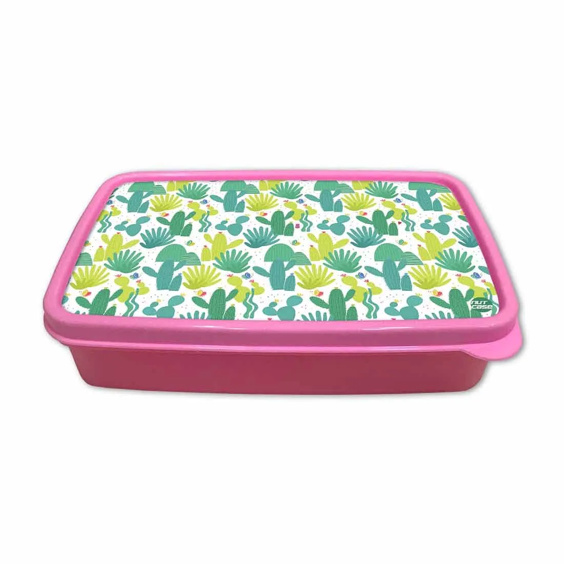 Kids Plastic Lunch Box for Girls School Snack Containers - Cactus Plant