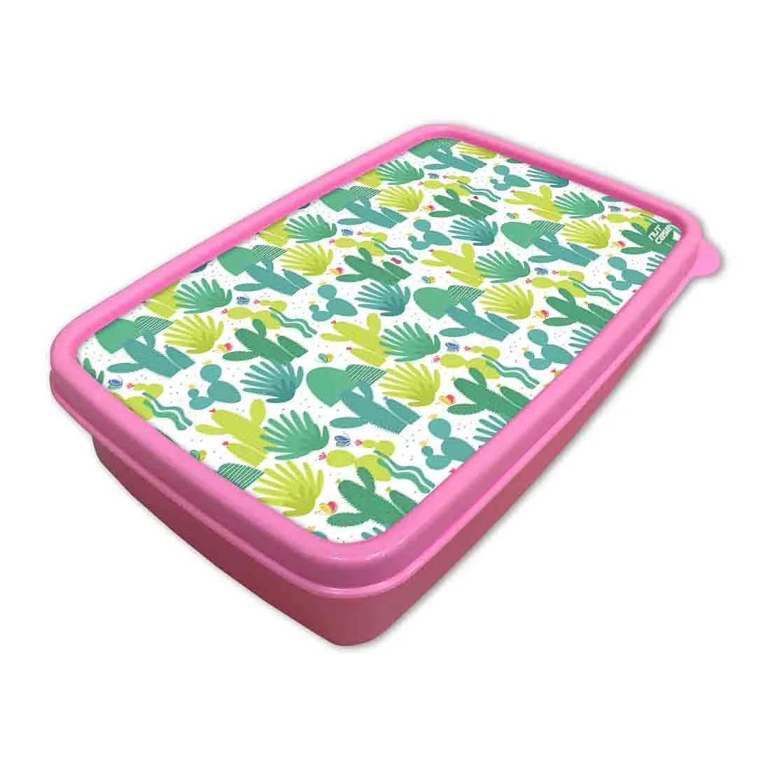 Kids Plastic Lunch Box for Girls School Snack Containers - Cactus Plant