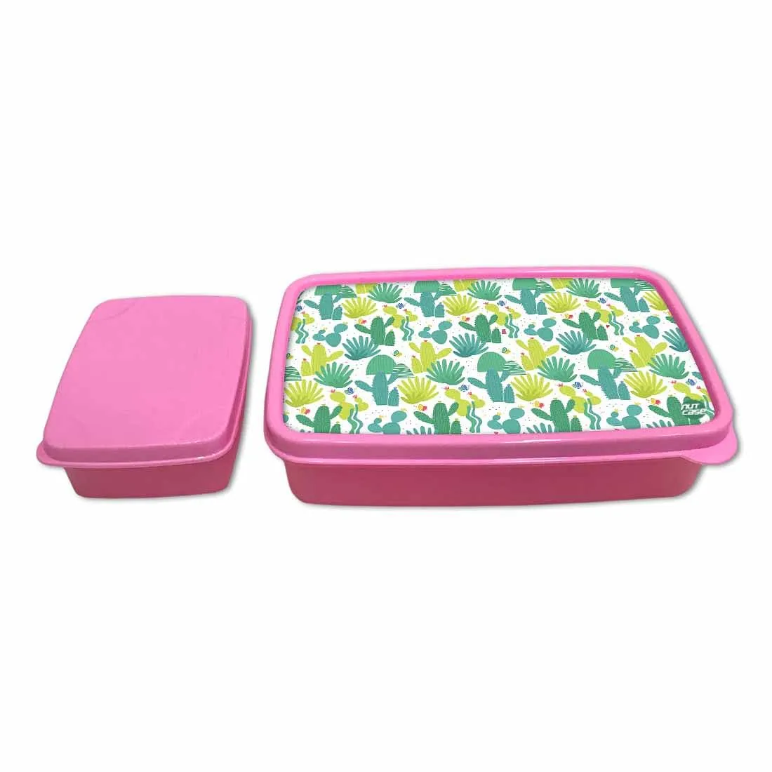 Kids Plastic Lunch Box for Girls School Snack Containers - Cactus Plant