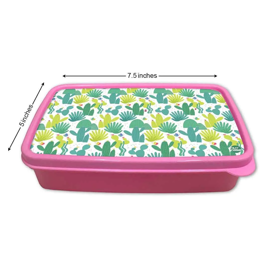 Kids Plastic Lunch Box for Girls School Snack Containers - Cactus Plant