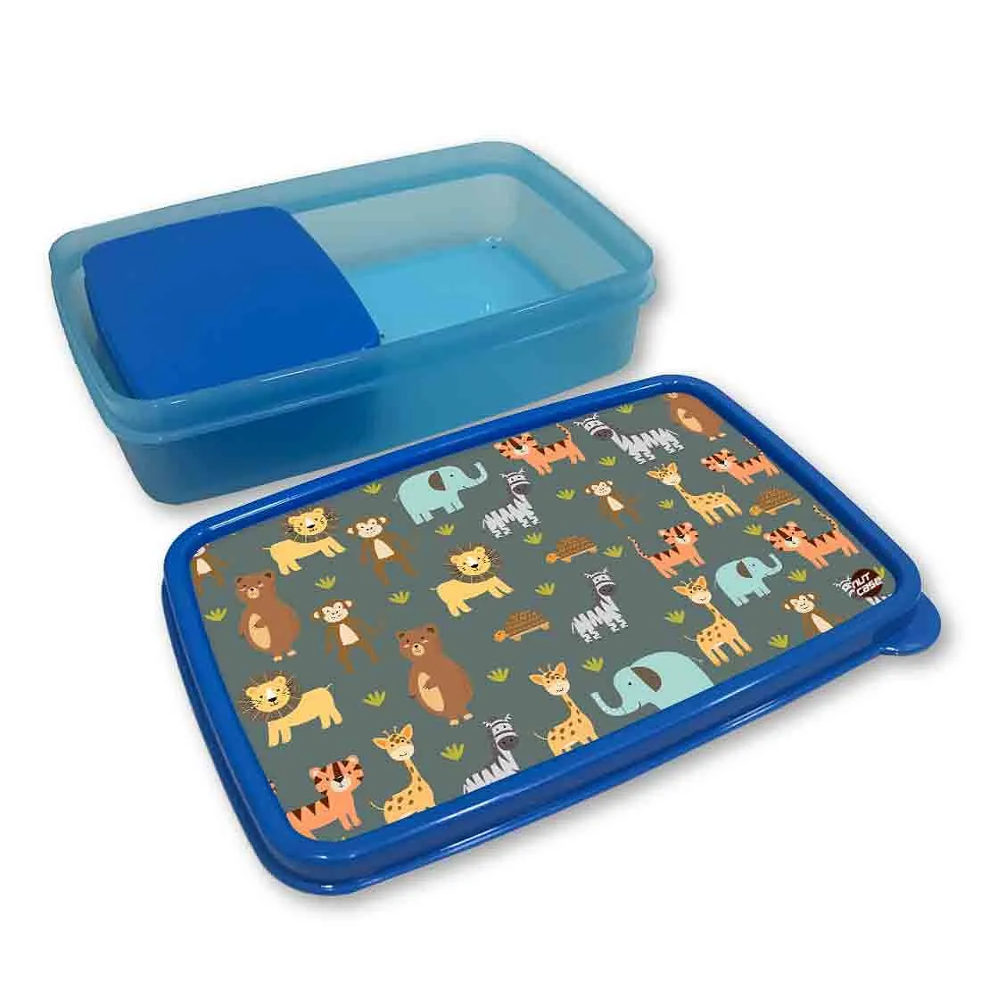 Kids Plastic Lunch Box With Small Container for Kids Boys - Forest Animals