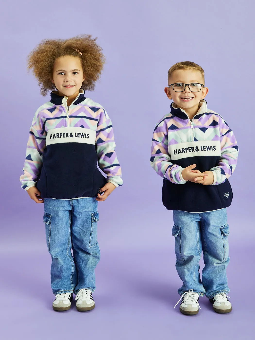 Kids Polar Retro Pattern 1/4 Zip Fleece