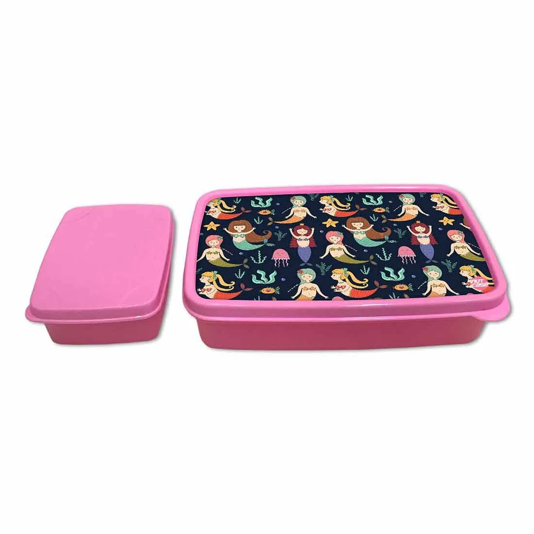 Kids Slim Lunch Box With Small Container for School Girls - Mermaids