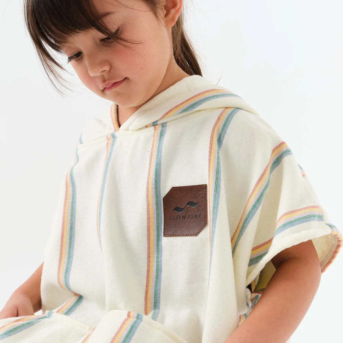 Slowtide Baja Stripe Kids Poncho in White for Kids