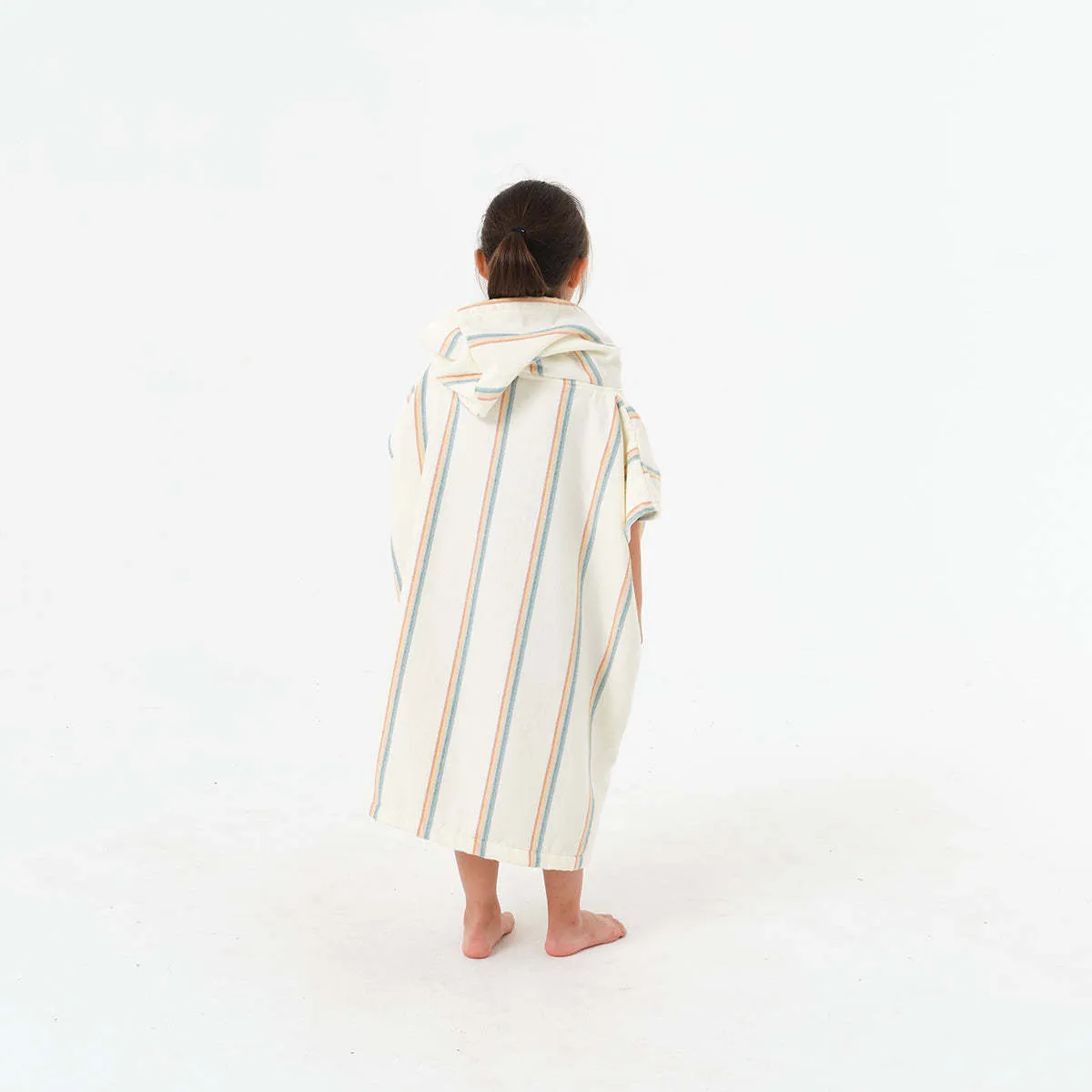 Slowtide Baja Stripe Kids Poncho in White for Kids