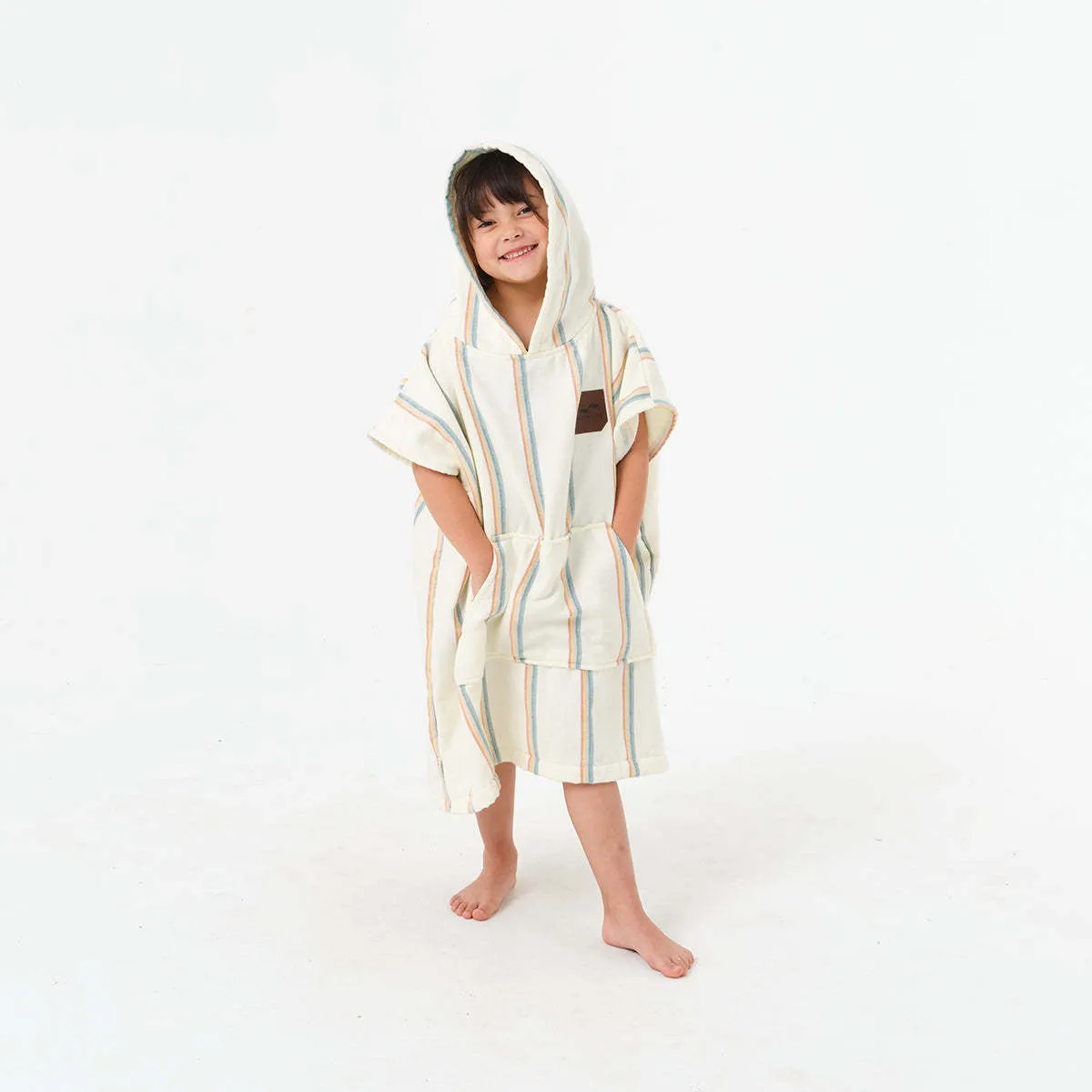 Slowtide Baja Stripe Kids Poncho in White for Kids