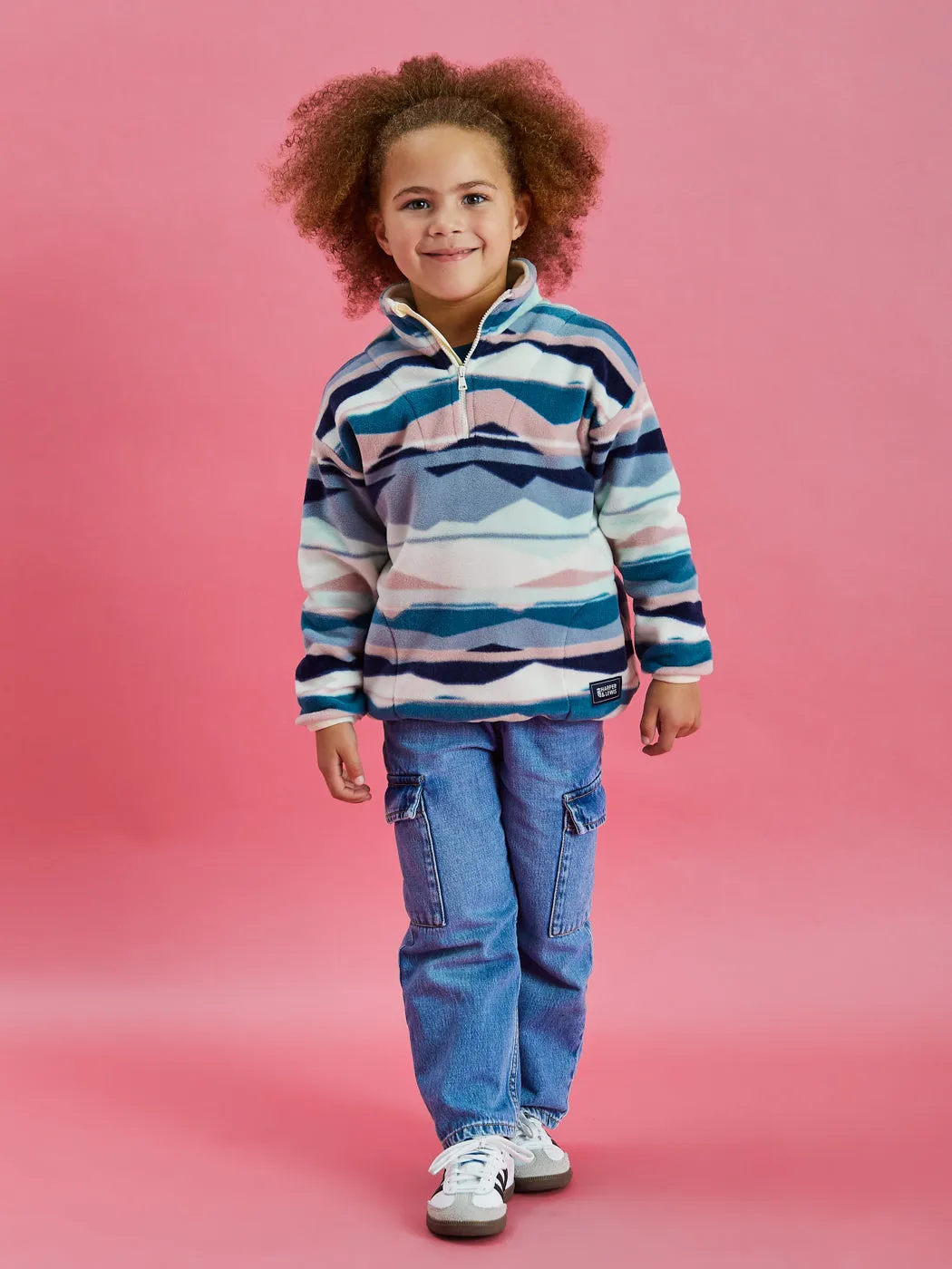 Kids Tallow Retro Pattern 1/4 Zip Fleece