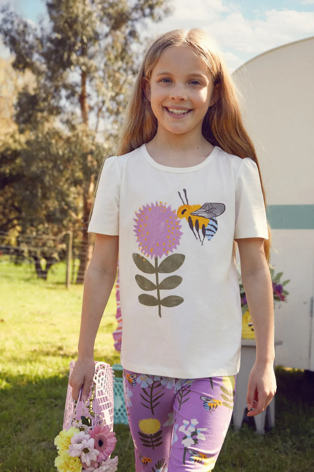 Stylish Kids' Tee Featuring Bee and Flower