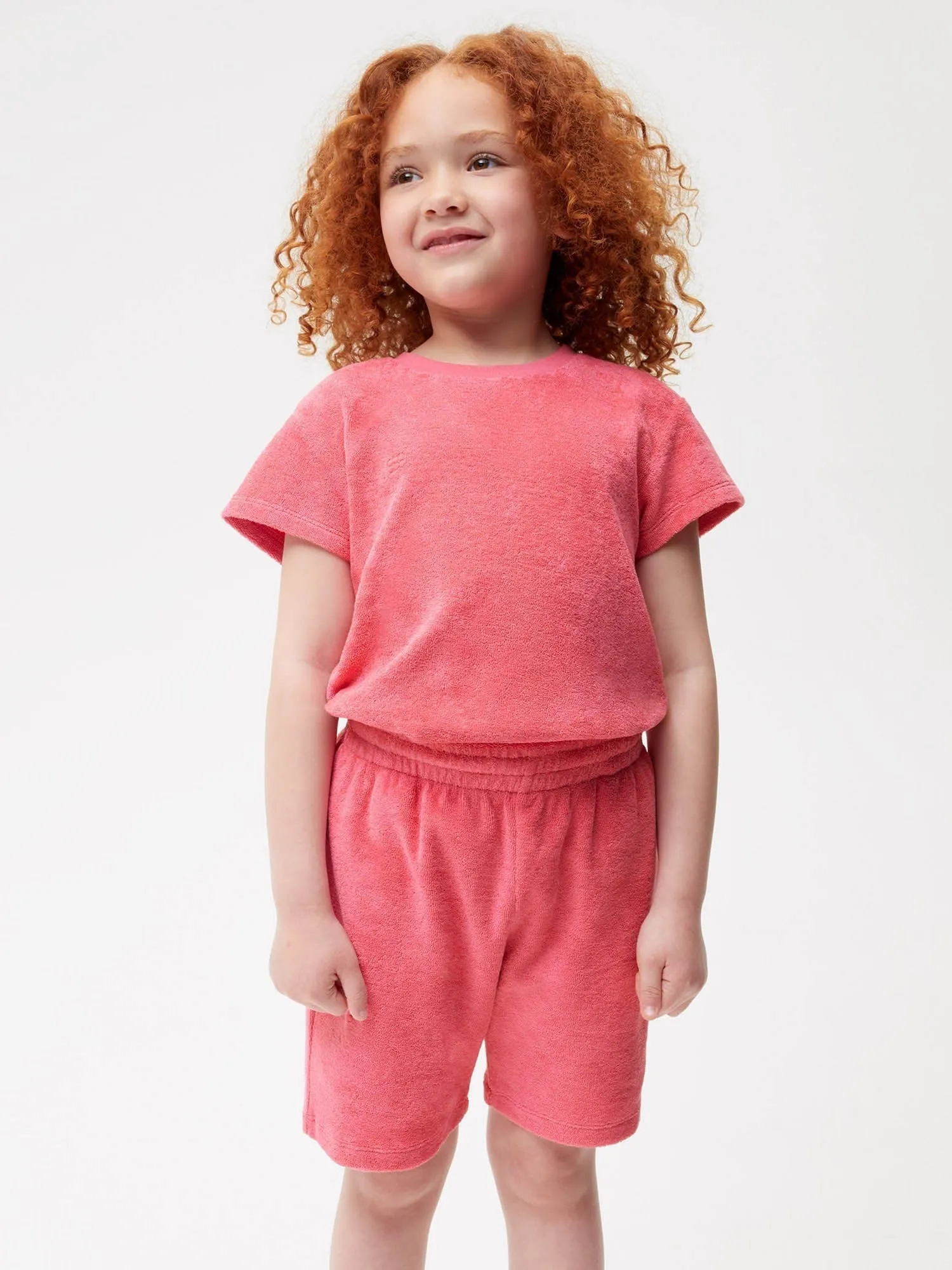 Kids Towelling Shorts—lotus pink