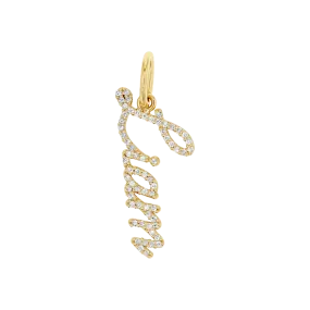 Vertical Diamond Name Script Charm for Children