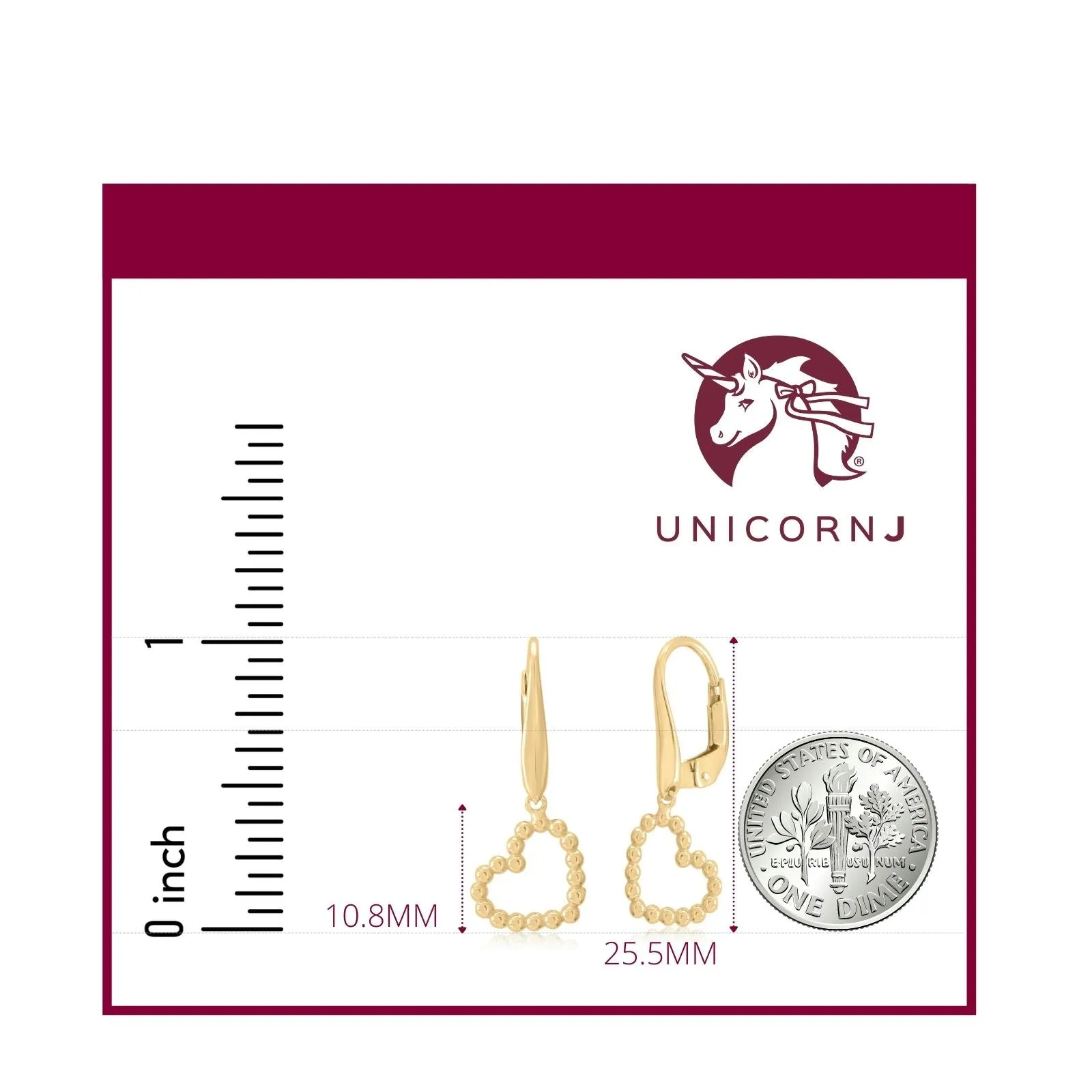 14K Heart Outline Dangle Earrings - Yellow/Rose Gold