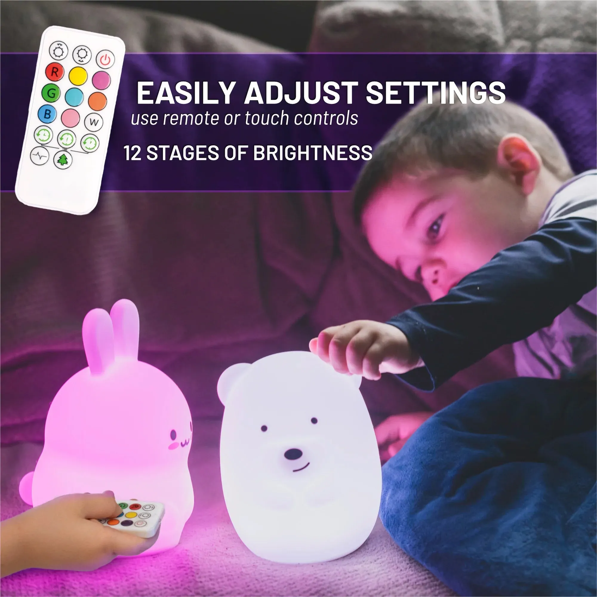 Lumieworld Bunny Night Light - LED with Remote Control in Box