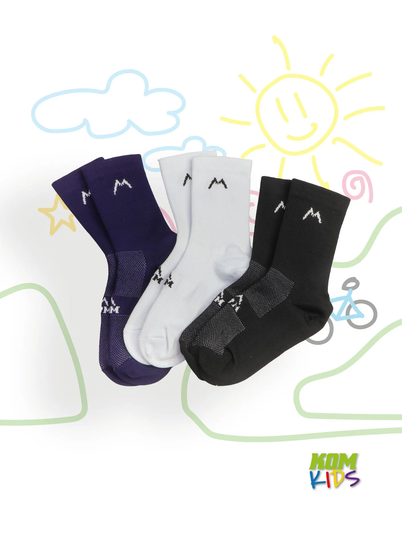 Medias para nios kids ciclismo, running PACK X3 PARES