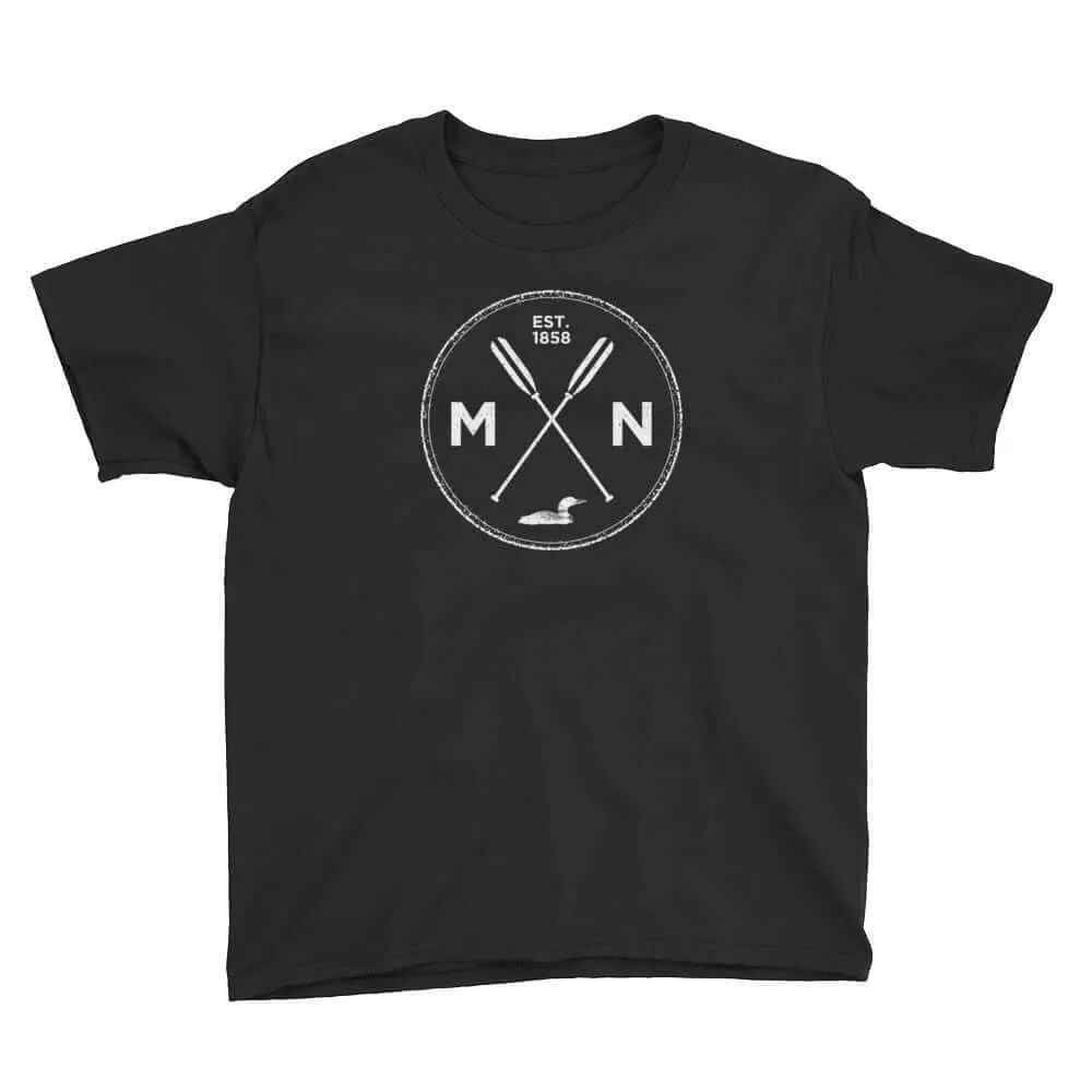 Kids T-Shirt with Minnesota Seal Design 1858 Featuring Loon and Oars