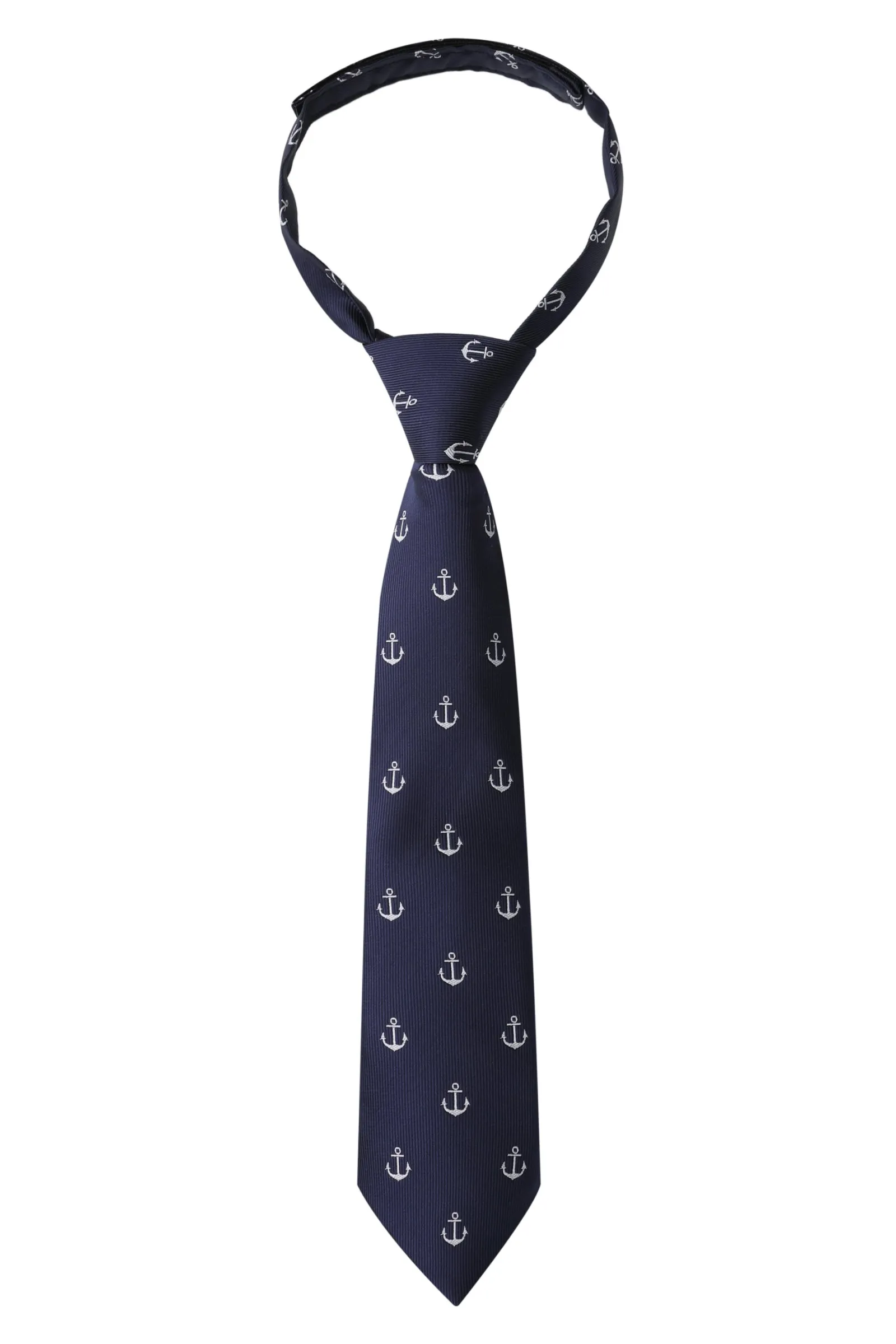 Nautical Navy Blue Kids Necktie with Anchor Design