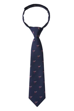 Stylish Navy Blue Pink Flamingo Kids Necktie