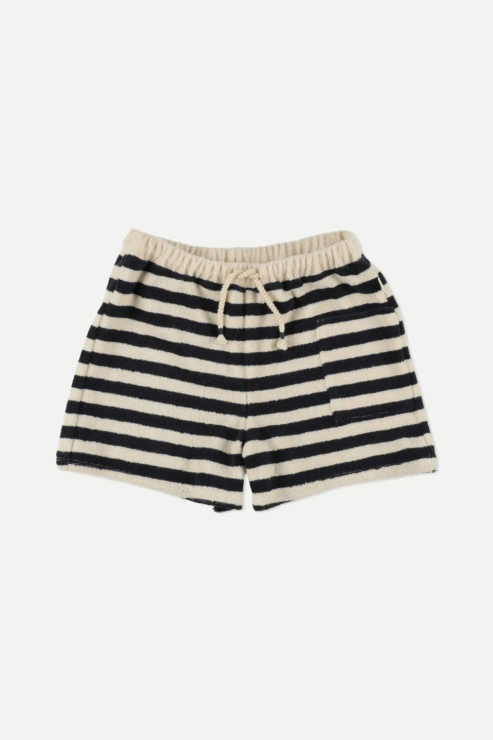 Navy towelling shorts with stripes