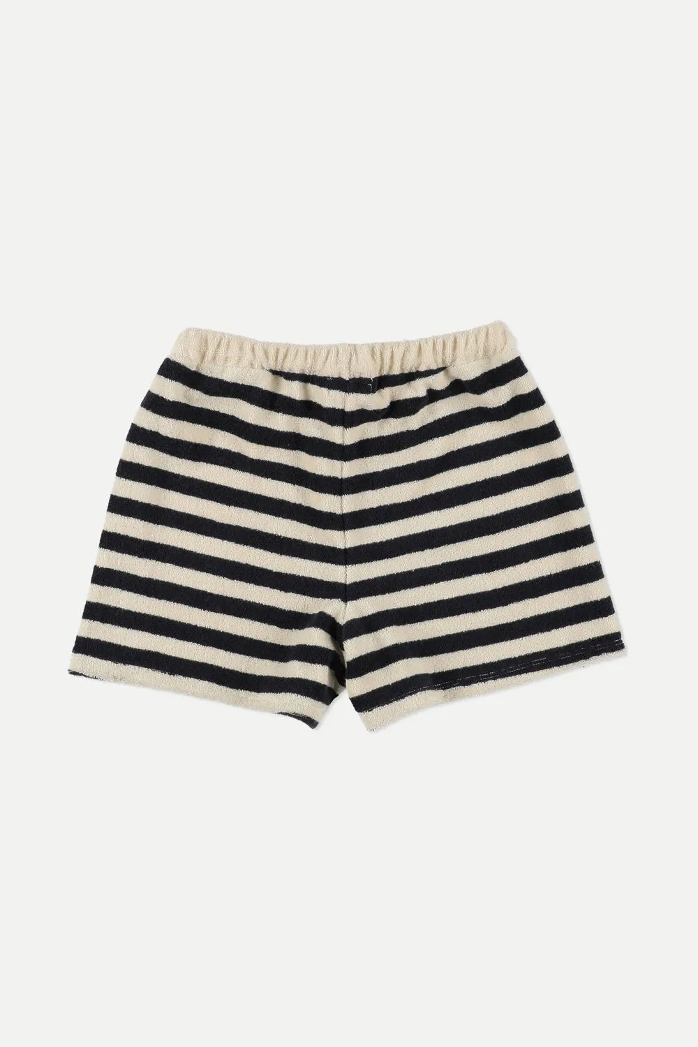 Navy towelling shorts with stripes