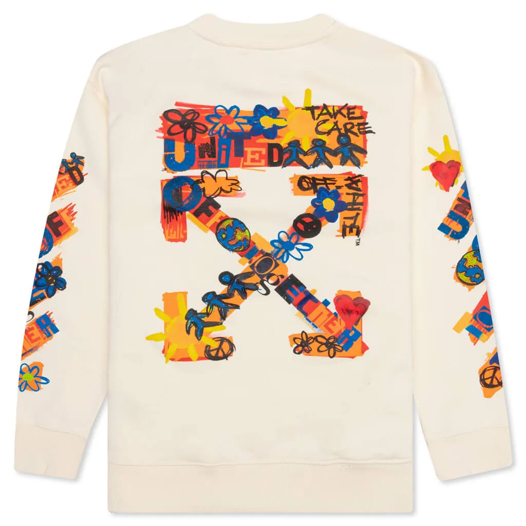 Off White/Orange Kids Together Crewneck