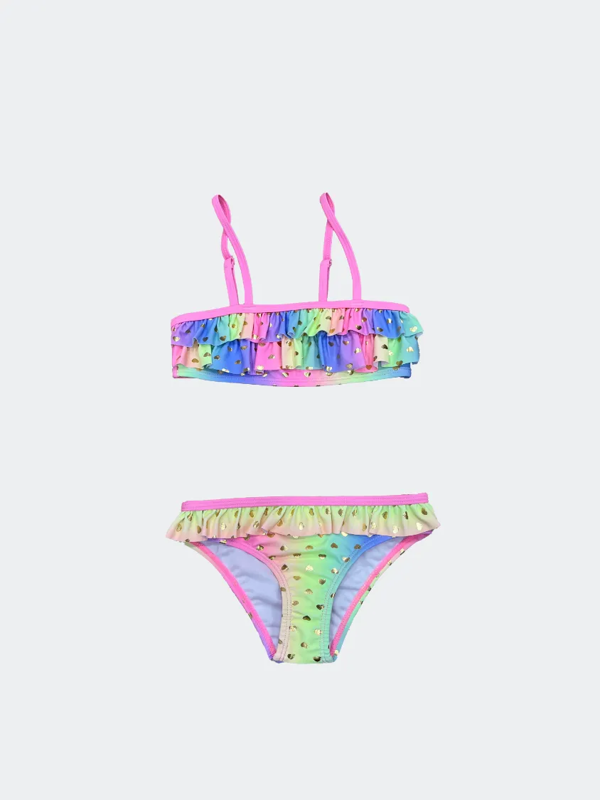 Oil And Gaz Charming And Stylish Kids Girls Beach Bikini Set  Multicolor