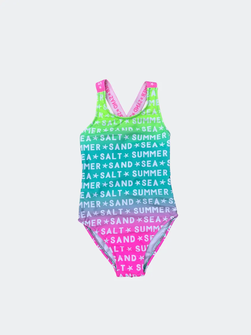 Oil And Gaz Charming And Stylish Kids Girls Beach Monokini  Multicolor