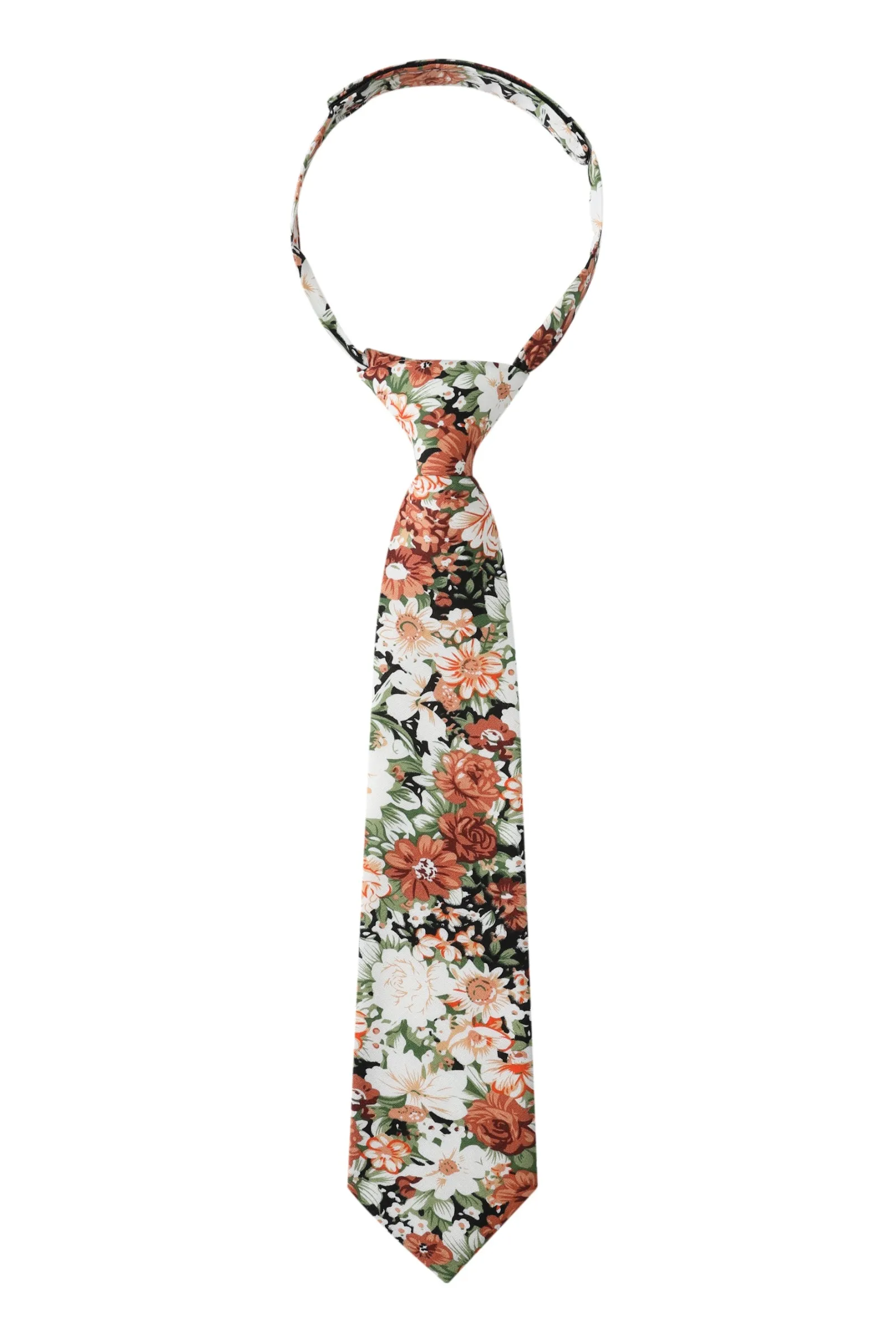 Orange Floral Kids Necktie for Kids