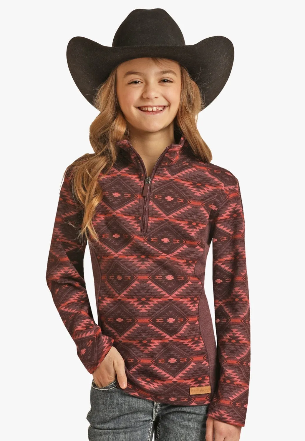 Panhandle Kids Aztec Knit Quarter Zip Pullover