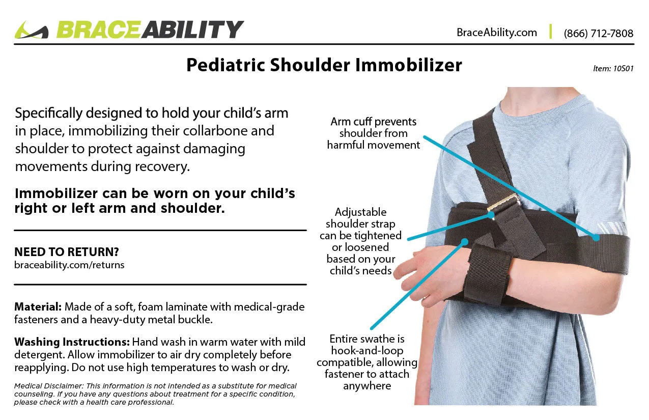 Pediatric Shoulder Immobilizer Arm Sling for Kids and Children