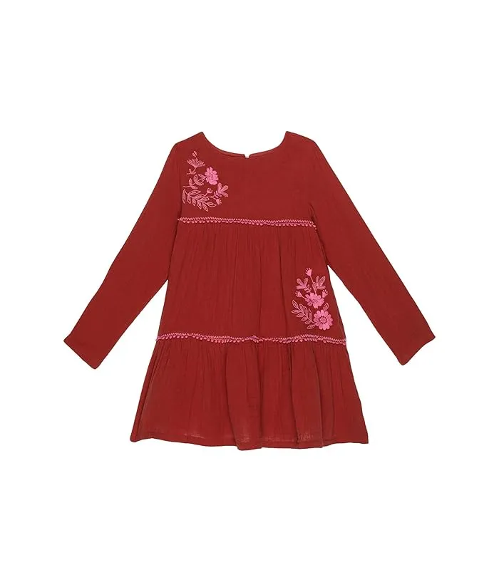 PEEK Embroidered Tiered Long Sleeve Dress (Toddler/Little Kids/Big Kids)