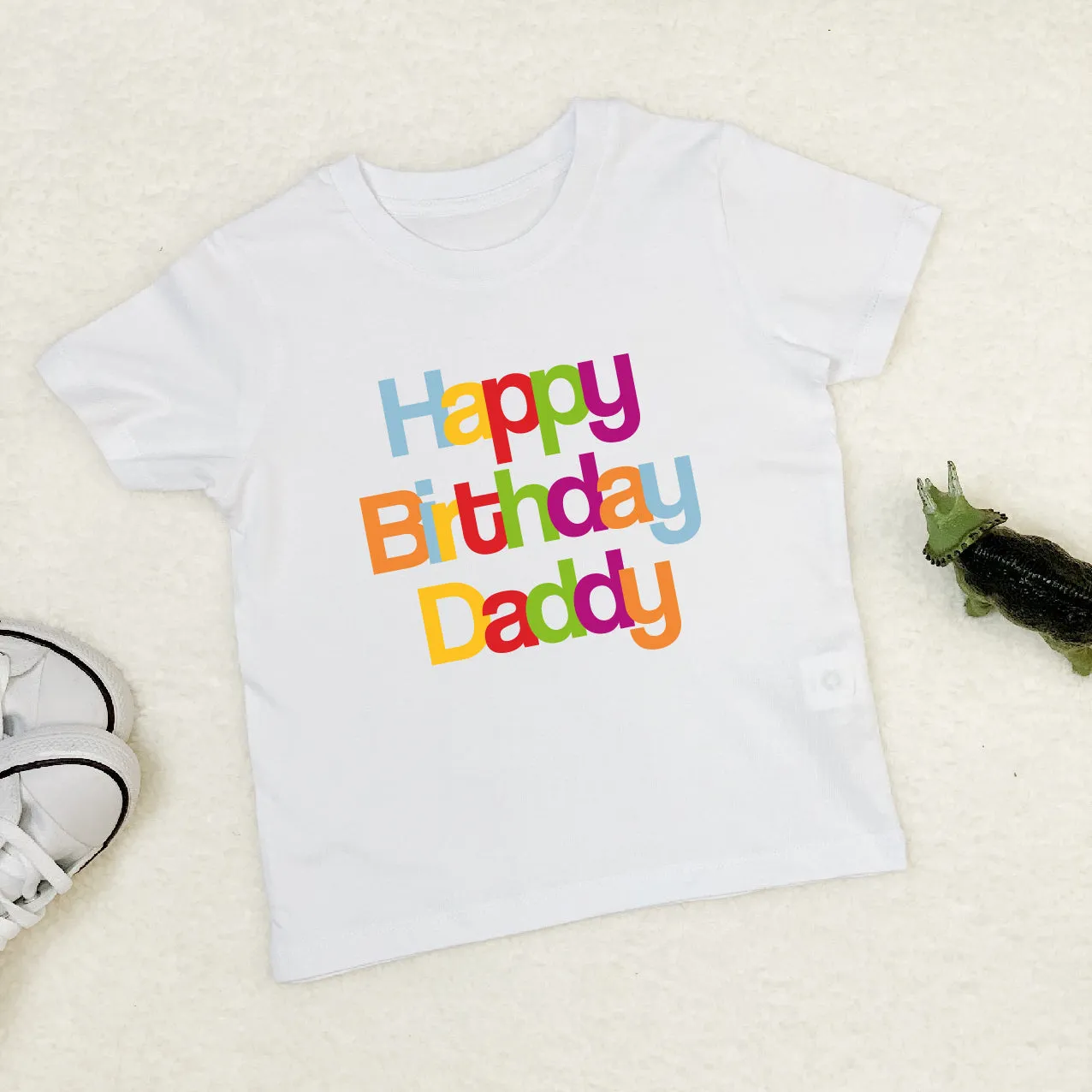 Personalised Happy Birthday Kids T Shirt In Multicolour