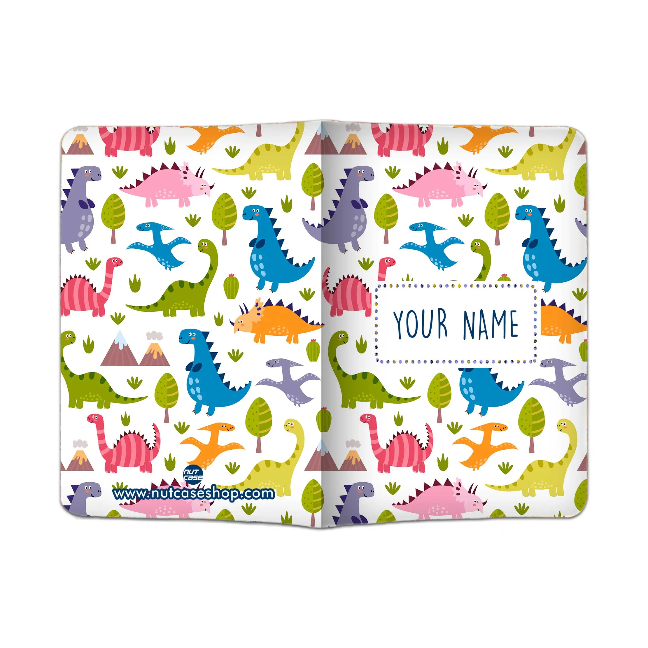 Personalized Kids Passport Cover Luggage Tag Set - Cute Dinosaur