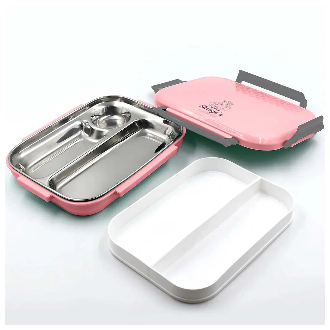 Personalized Lunch Box for Kids - Pink Stainless Steel Tiffin Box